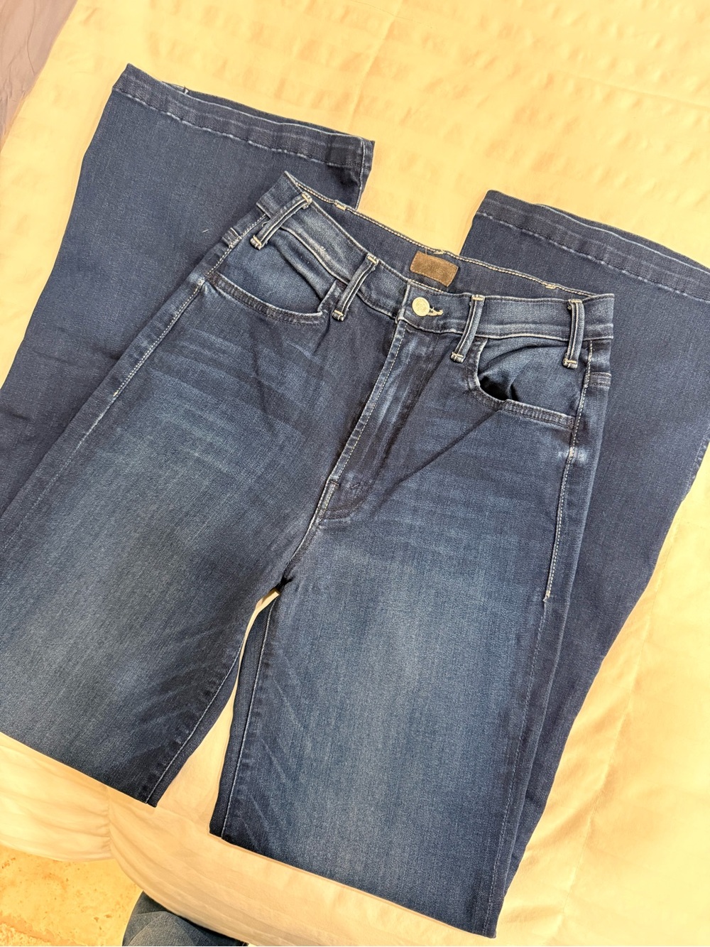 MOTHER Wide Leg Jeans in Deep Blue Denim - Picture 2 of 4